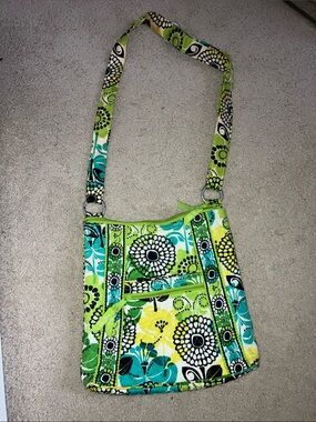 Vera Bradley Green, Teal & Yellow Floral Quilted Crossbody